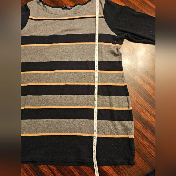 M&S Collection Gray Striped Cotton Blend Long Sleeve Scoop Neck Tunic UK… - Picture 7 of 9